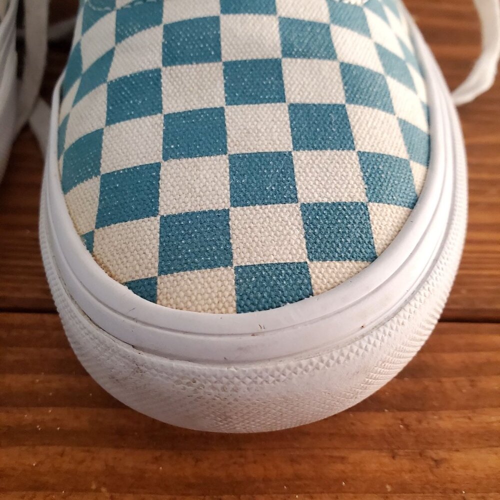 Vans Blue & White Checkerboard Canvas Lace-Up Sneakers Skateboard Mens Size 9.5 - Picture 2 of 15